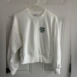 Old Navy Women’s Small White Crewneck Sweatshirt Take it easy club embroidered